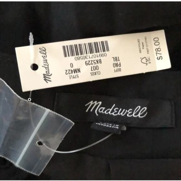 Madewell Katrina Vest Crop Top Softdrape V-Neck Button Front True Black NWT 0 - Picture 11 of 11